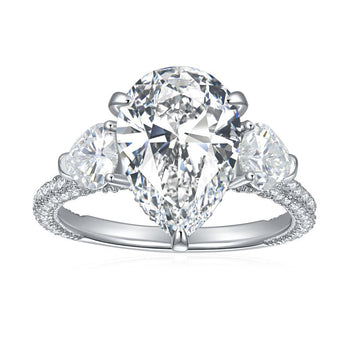 IE0147 5CT WATER DROP PEAR CUT MOISSANITE DIAMOND RING IN STERLING SILVER