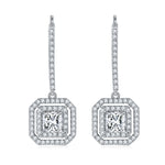 IE0148 1CT SQUARE SHAPE MOISSANITE DROP EARRINGS IN STERLING SILVER