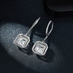 IE0148 1CT SQUARE SHAPE MOISSANITE DROP EARRINGS IN STERLING SILVER