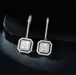 IE0148 1CT SQUARE SHAPE MOISSANITE DROP EARRINGS IN STERLING SILVER