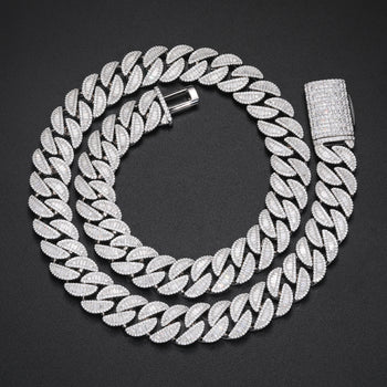 IE0150 15MM BAGUETTE MOISSANIT CUBAN LINK KETTE AUS STERLING SILBER