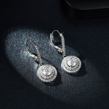 Boucles d'oreilles pendantes en moissanite et diamants IE0150 en argent sterling {STYLE 2}