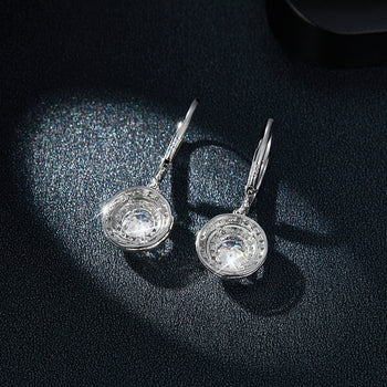 Boucles d'oreilles pendantes en moissanite et diamants IE0150 en argent sterling {STYLE 2}