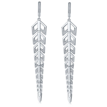 Boucles d'oreilles pendantes à pampilles longues en moissanite et diamants IE0154, en argent sterling