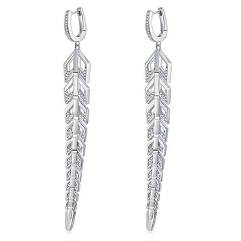 Boucles d'oreilles pendantes à pampilles longues en moissanite et diamants IE0154, en argent sterling