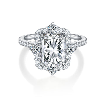 IE0157 RADIANT CUT MOISSANITE ENGANGEMENT RING IN STERLING SILVER