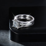 IE0174 PRINCESS CUT MOISSANITE RING IN STERLING SILVER