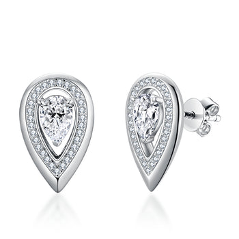 IE0180 0,5 Karat Moissanit-Ohrstecker in Tropfenform aus Sterlingsilber