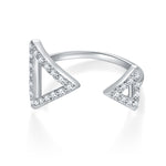 IE0184 TRIANGLE MOISSANITE ADJUSTABLE RING IN STERLING SILVER
