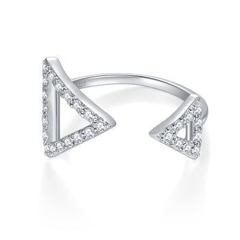 Bague ajustable en argent sterling avec moissanite triangulaire IE0184