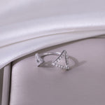 IE0184 TRIANGLE MOISSANITE ADJUSTABLE RING IN STERLING SILVER