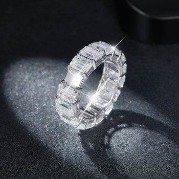 IE0199 12CT BAGUETTE MOISSANITE DIAMOND RING IN STERLING SILVER