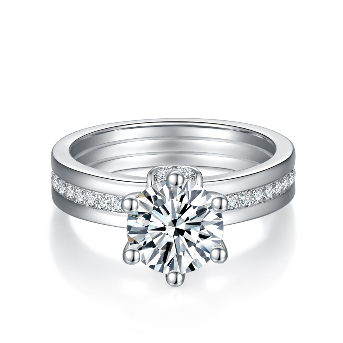 IE0227 2CT MOISSANITE ENGAGEMENT RING IN STERLING SILVER
