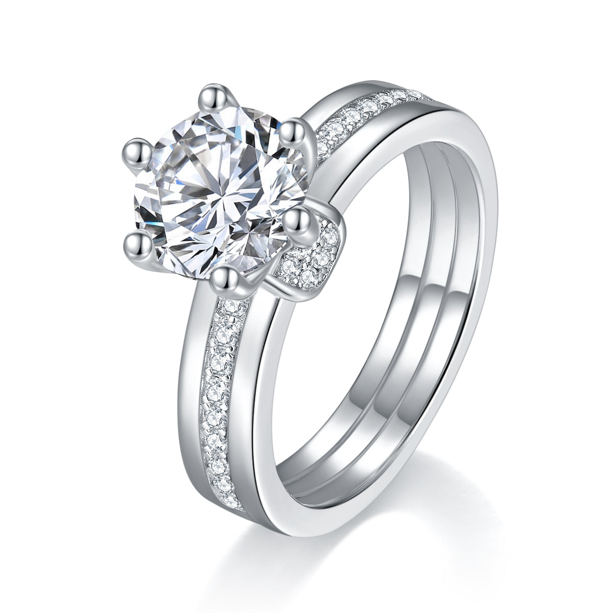 IE0227 2CT MOISSANITE ENGAGEMENT RING IN STERLING SILVER