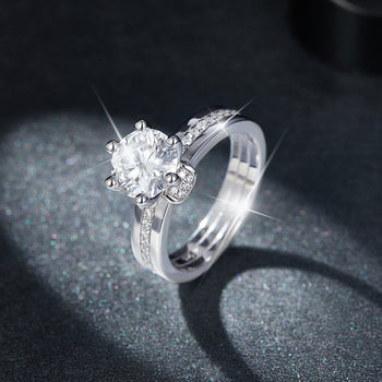 Bague de fiançailles en argent sterling avec moissanite 2 carats (IE0227)