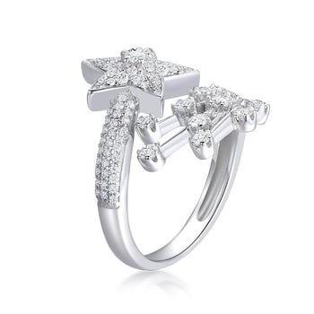 IE0228 STAR MOISSANITE DIAMOND RING IN STERLING SILVER