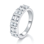 IE0231 ROUND BAGUETTE MOISSANITE DIAMOND RING IN STERLING SILVER