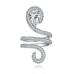 IE0247 2C PEAR CUT PYTHON LOOP MOISSANITE DIAMOND RING IN STERLING SILVER