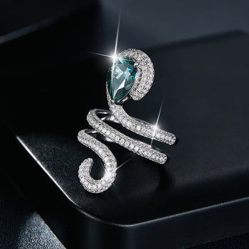 Bague en argent sterling IE0247 en moissanite bleu glacier en forme de goutte d'eau