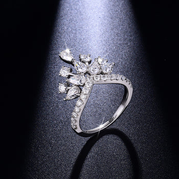 IE0281 Couronne Goutte d'eau Moissanite Diamant en argent sterling