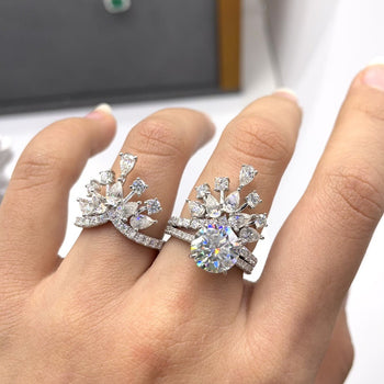 IE0281 Couronne Goutte d'eau Moissanite Diamant en argent sterling