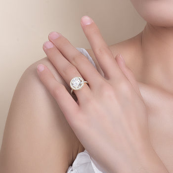 Bague de fiançailles en argent sterling avec moissanite ronde de 5 carats (IE0282)