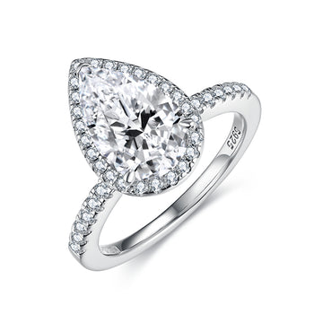 IE0290 PEAR CUT MOISSANITE DIAMOND RING IN STERLING SILVER