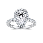 IE0290 PEAR CUT MOISSANITE DIAMOND RING IN STERLING SILVER