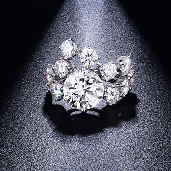 Bague de fiançailles IE0297 en argent sterling et moissanite de luxe