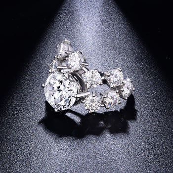 Bague de fiançailles IE0297 en argent sterling et moissanite de luxe