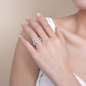 Bague de fiançailles IE0297 en argent sterling et moissanite de luxe