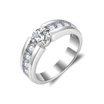 IE0299 1 CARAT ROUND CUT MOISSANITE BAND RING IN STERLING SILVER