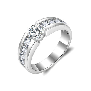 Bague en argent sterling avec moissanite taille ronde de 1 carat (IE0299).