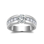 IE0299 1 CARAT ROUND CUT MOISSANITE BAND RING IN STERLING SILVER