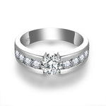 IE0299 1 CARAT ROUND CUT MOISSANITE BAND RING IN STERLING SILVER