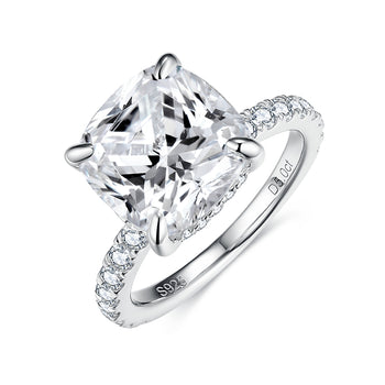 IE0311 CUSHION CUT MOISSANITE ENGAGEMENT RING IN STERLING SILVER