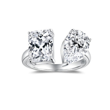 IE0317 TOI ET MOI MOISSANITE DIAMOND RING IN STERLING SILVER