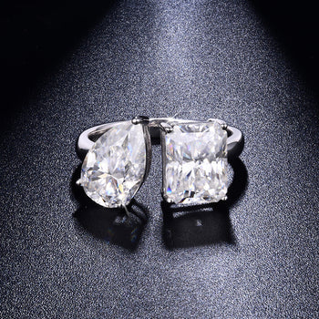 IE0317 TOI ET MOI MOISSANITE DIAMOND RING IN STERLING SILVER