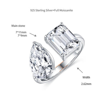 IE0317 TOI ET MOI MOISSANITE DIAMOND RING IN STERLING SILVER