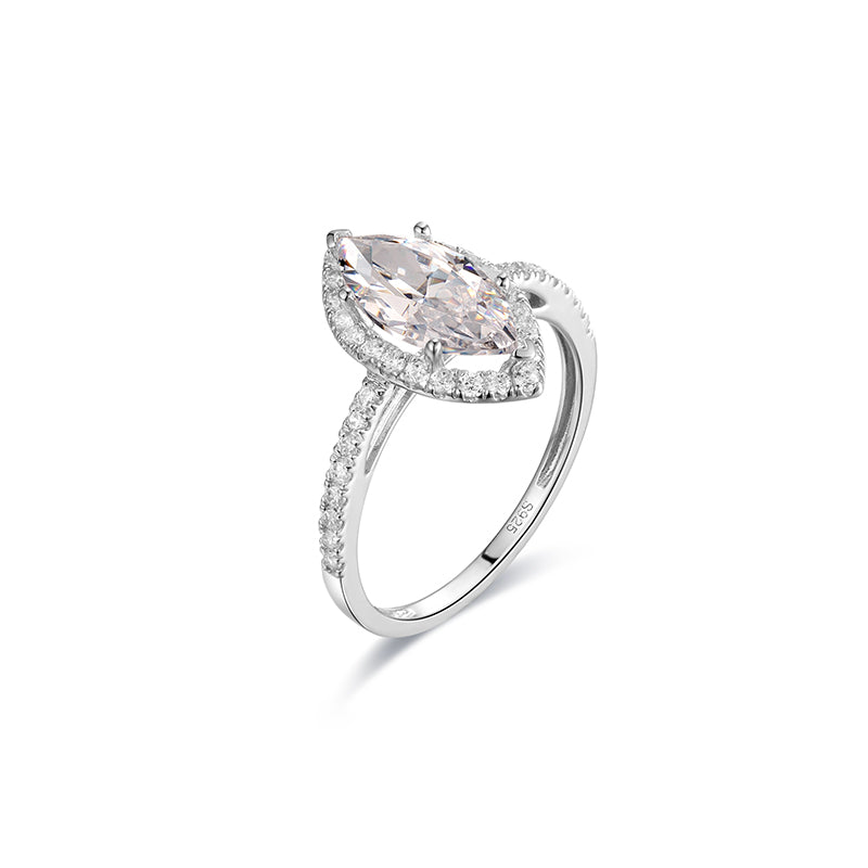 IE03182 MARQUISE CUT MOISSANITE DIAMOND RING IN STERLING SILVER