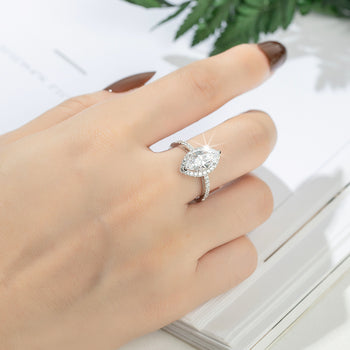 IE03182 MARQUISE CUT MOISSANITE DIAMOND RING IN STERLING SILVER