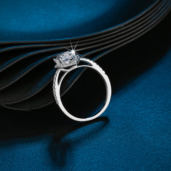 IE03182 MARQUISE CUT MOISSANITE DIAMOND RING IN STERLING SILVER