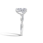 IE0359 2CT PEAR CUT MOISSANITE TWISTED SHANK RING IN STERLING SILVER