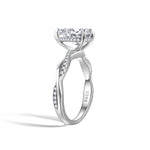 IE0359 2CT PEAR CUT MOISSANITE TWISTED SHANK RING IN STERLING SILVER