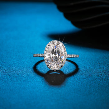 IE03821 OVAL CUT MOISSANITE ENGAGEMENT RING IN STERLING SILVER