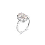 IE03821 OVAL CUT MOISSANITE ENGAGEMENT RING IN STERLING SILVER