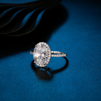 IE03821 OVAL CUT MOISSANITE ENGAGEMENT RING IN STERLING SILVER