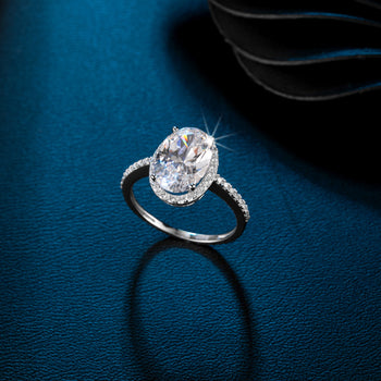 IE03821 OVAL CUT MOISSANITE ENGAGEMENT RING IN STERLING SILVER