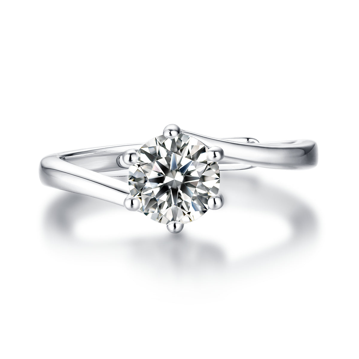 IE04951 1CT ROUND CUT MOISSANITE ENGAGEMENT RING IN STERLING SILVER