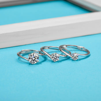 Bague de fiançailles en argent sterling avec moissanite taille ronde de 1 carat (IE04951)